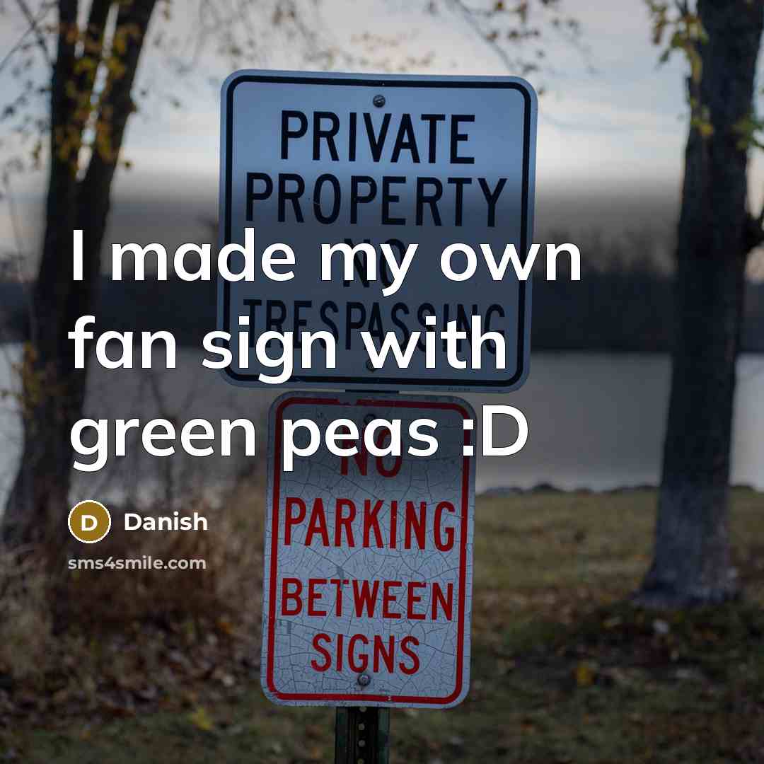 “I made my own fan sign with green peas :D…” quote by Danish