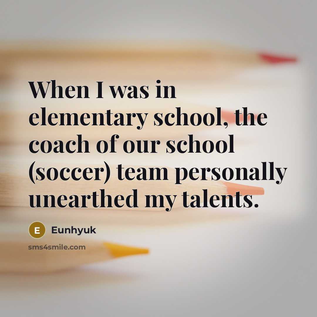 “When I was in elementary school, the coach of our…” quote by Eunhyuk