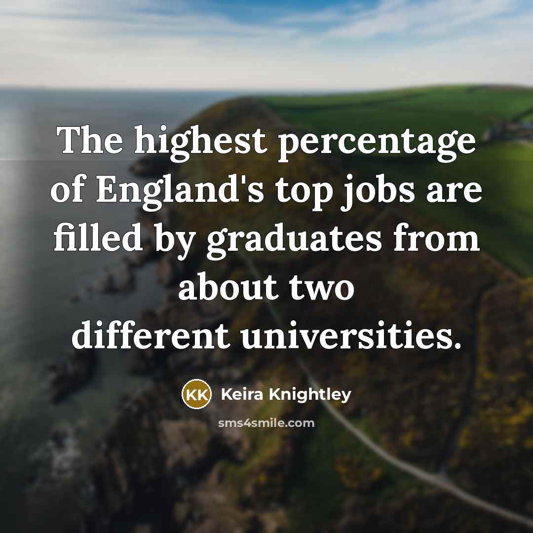 “The highest percentage of England's top jobs are filled by…” quote by Keira Knightley