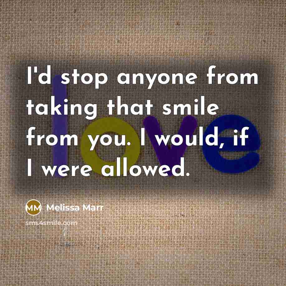“I'd stop anyone from taking that smile from you. I…” quote by Melissa Marr