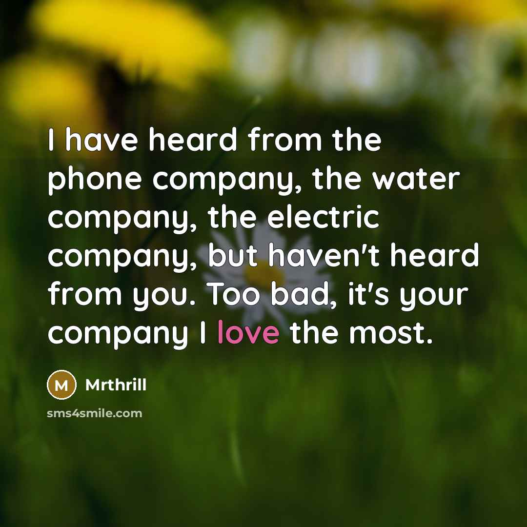 “I have heard from the phone company, the water company,…” quote by Mrthrill
