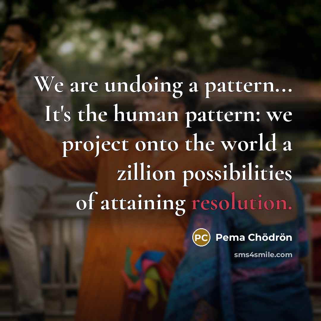 “We are undoing a pattern... It's the human pattern: we…” quote by Pema Chodron