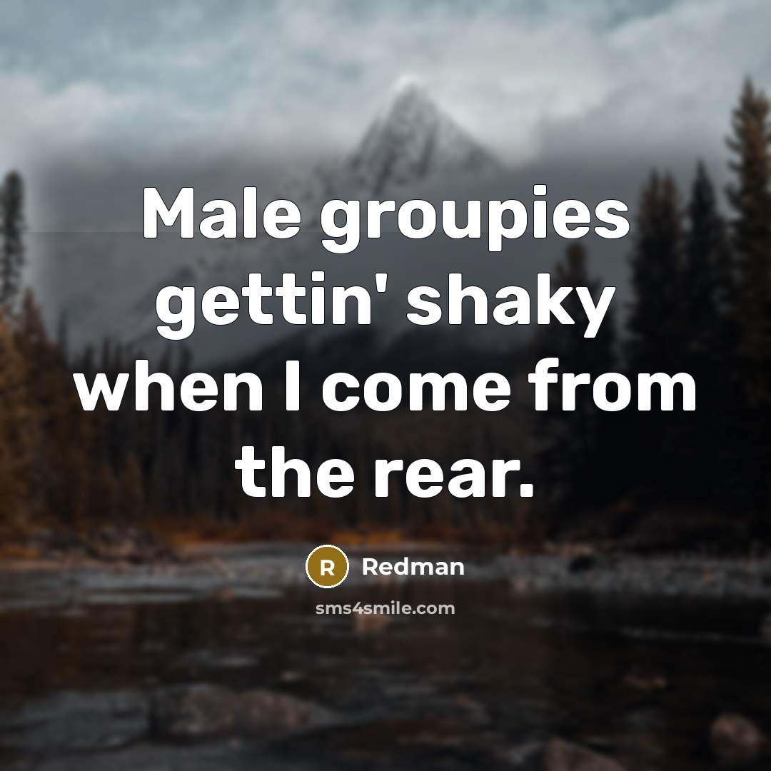 “Male groupies gettin' shaky when I come from the rear.…” quote by Redman