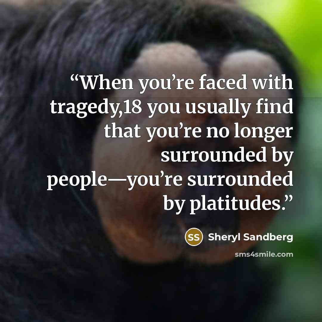 “When you’re faced with tragedy,18 you usually find that you’re no longer surrounded by people—you’re surrounded by platitudes.” quote by Sheryl Sandberg