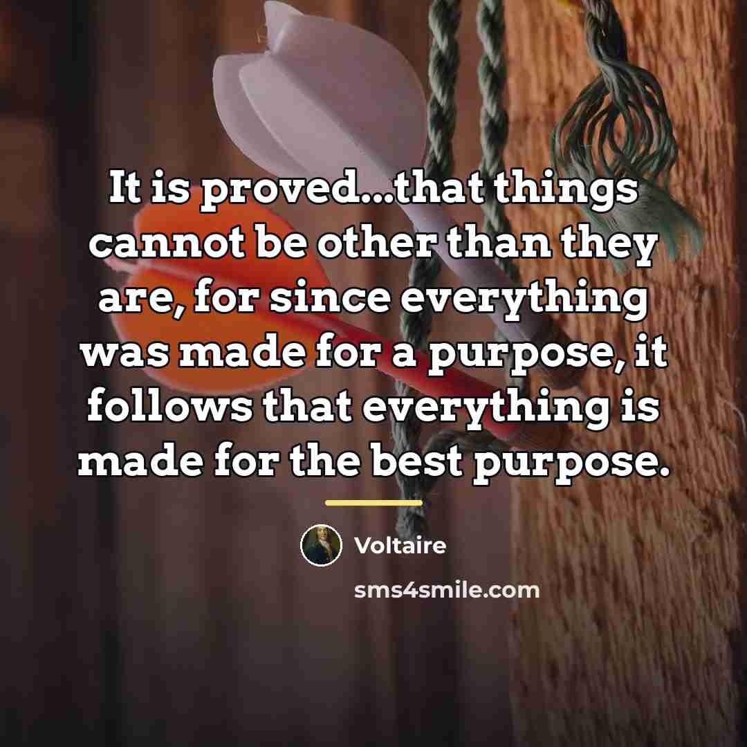 “It is proved...that things cannot be other than they are,…” quote by Voltaire