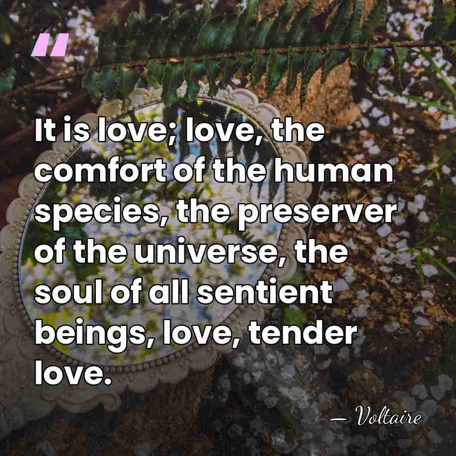 It is love; love, the comfort of the human species, the preserver&hellip; - Voltaire