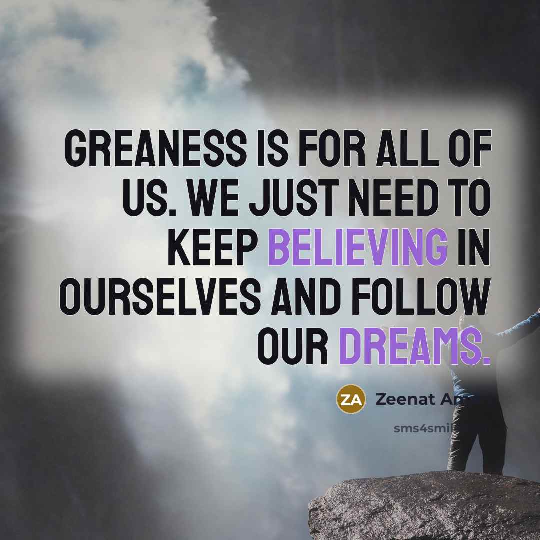 “Greaness IS for ALL of US. We just need to…” quote by Zeenat Aman