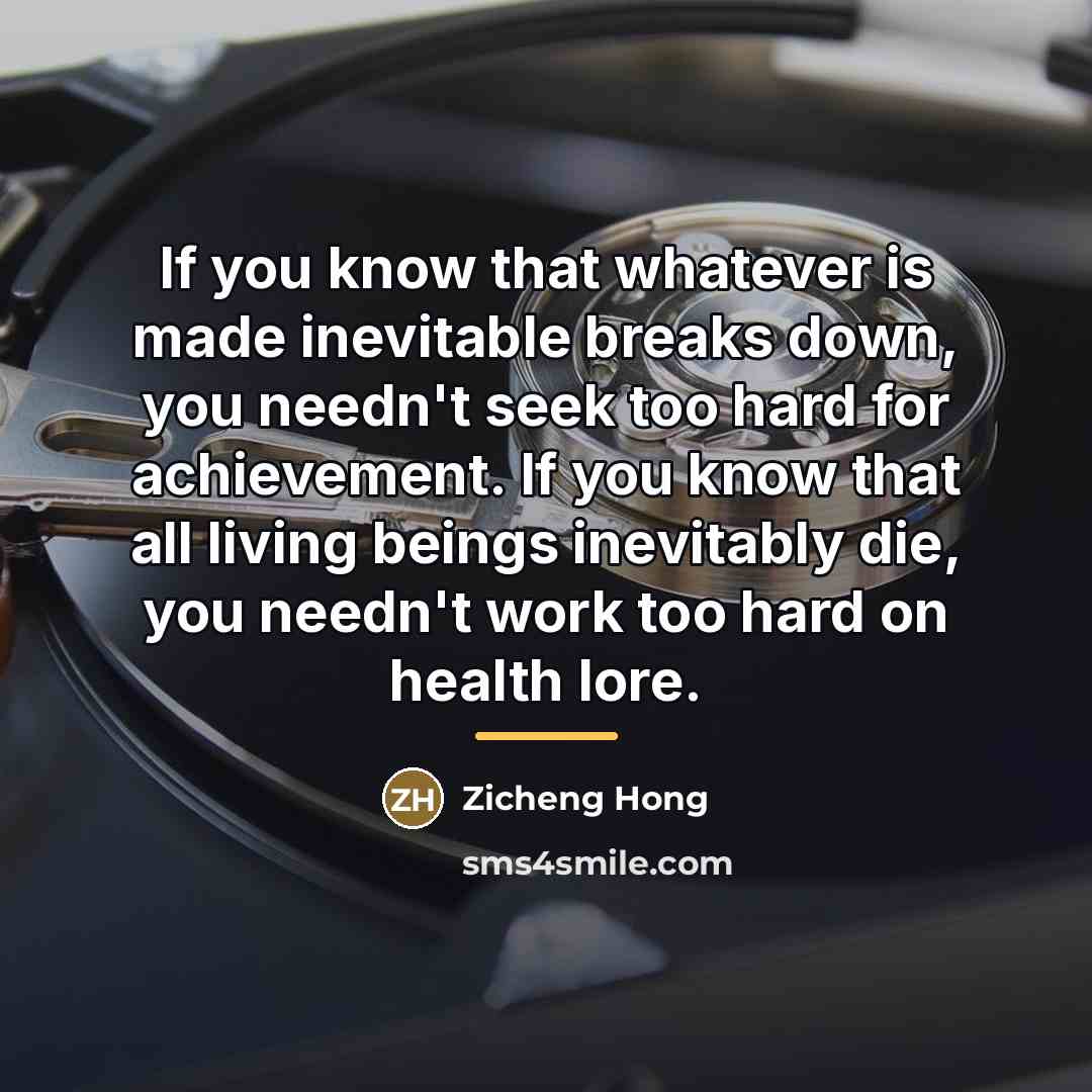 “If you know that whatever is made inevitable breaks down,…” quote by Zicheng Hong