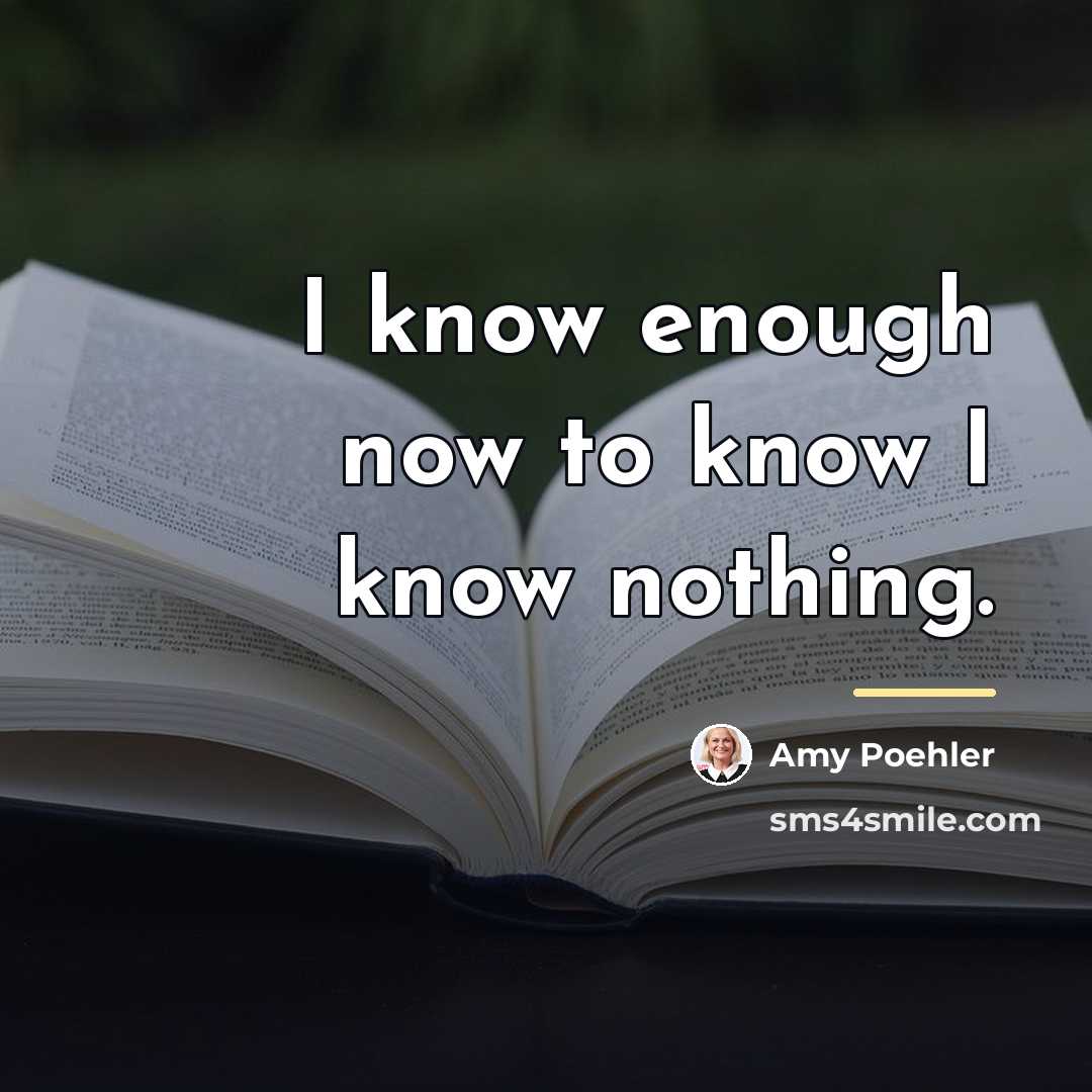 “I know enough now to know I know nothing.…” quote by Amy Poehler