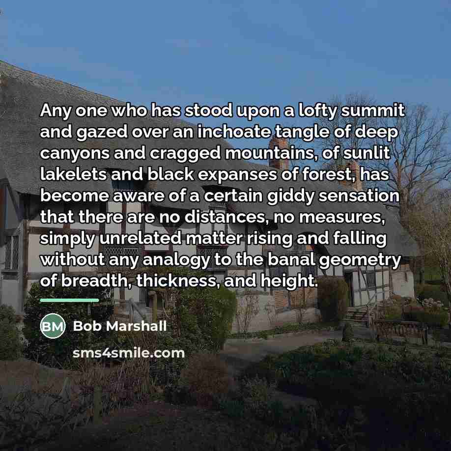 “Any one who has stood upon a lofty summit and…” quote by Bob Marshall