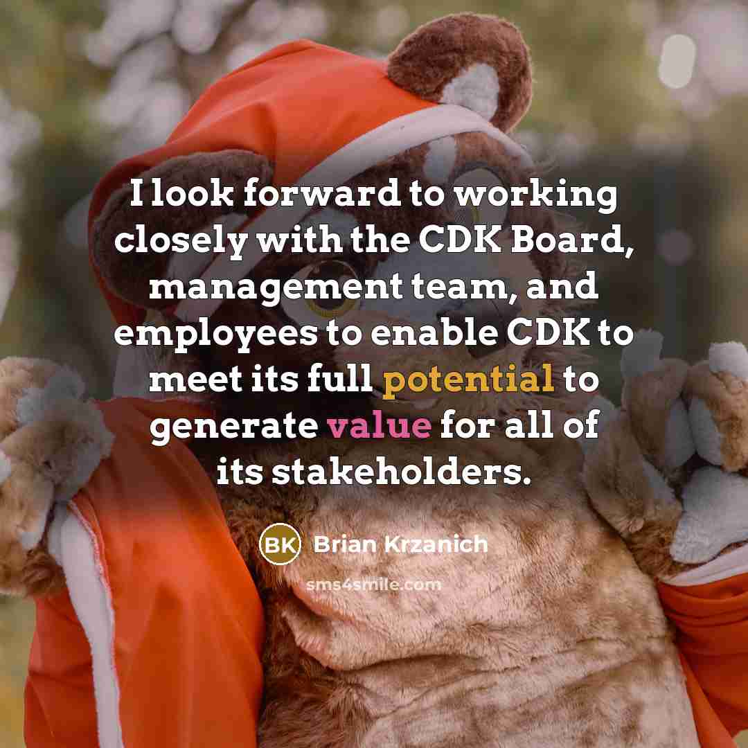 “I look forward to working closely with the CDK Board,…” quote by Brian Krzanich