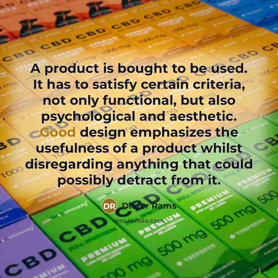 “A product is bought to be used. It has to…” quote by Dieter Rams