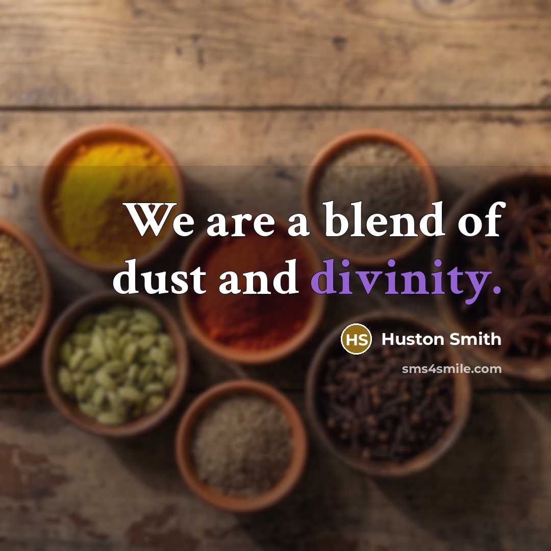 “We are a blend of dust and divinity.” quote by Huston Smith