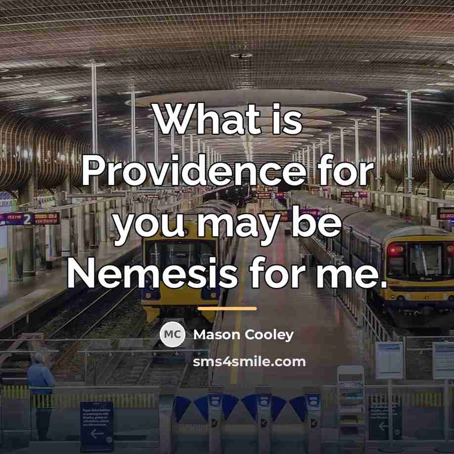 “What is Providence for you may be Nemesis for me.…” quote by Mason Cooley