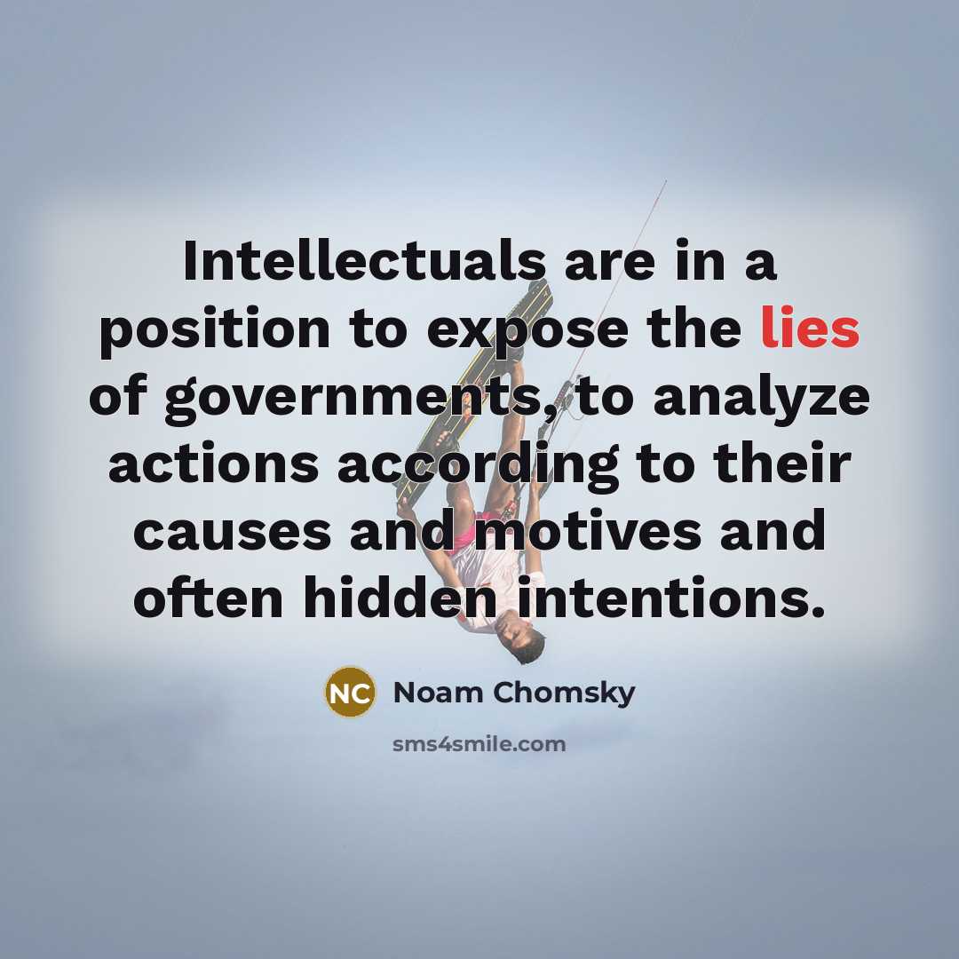 “Intellectuals are in a position to expose the lies of…” quote by Noam Chomsky