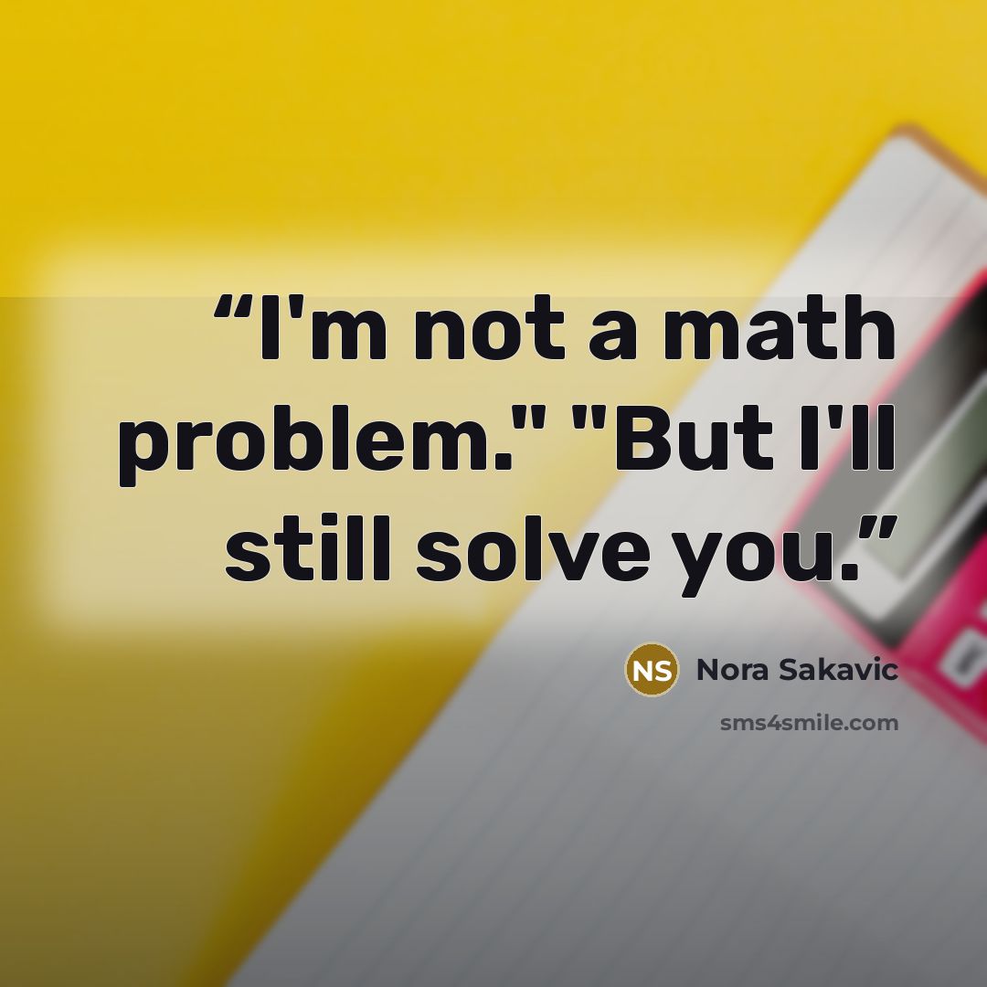 “I'm not a math problem." "But I'll still solve you.” quote by Nora Sakavic
