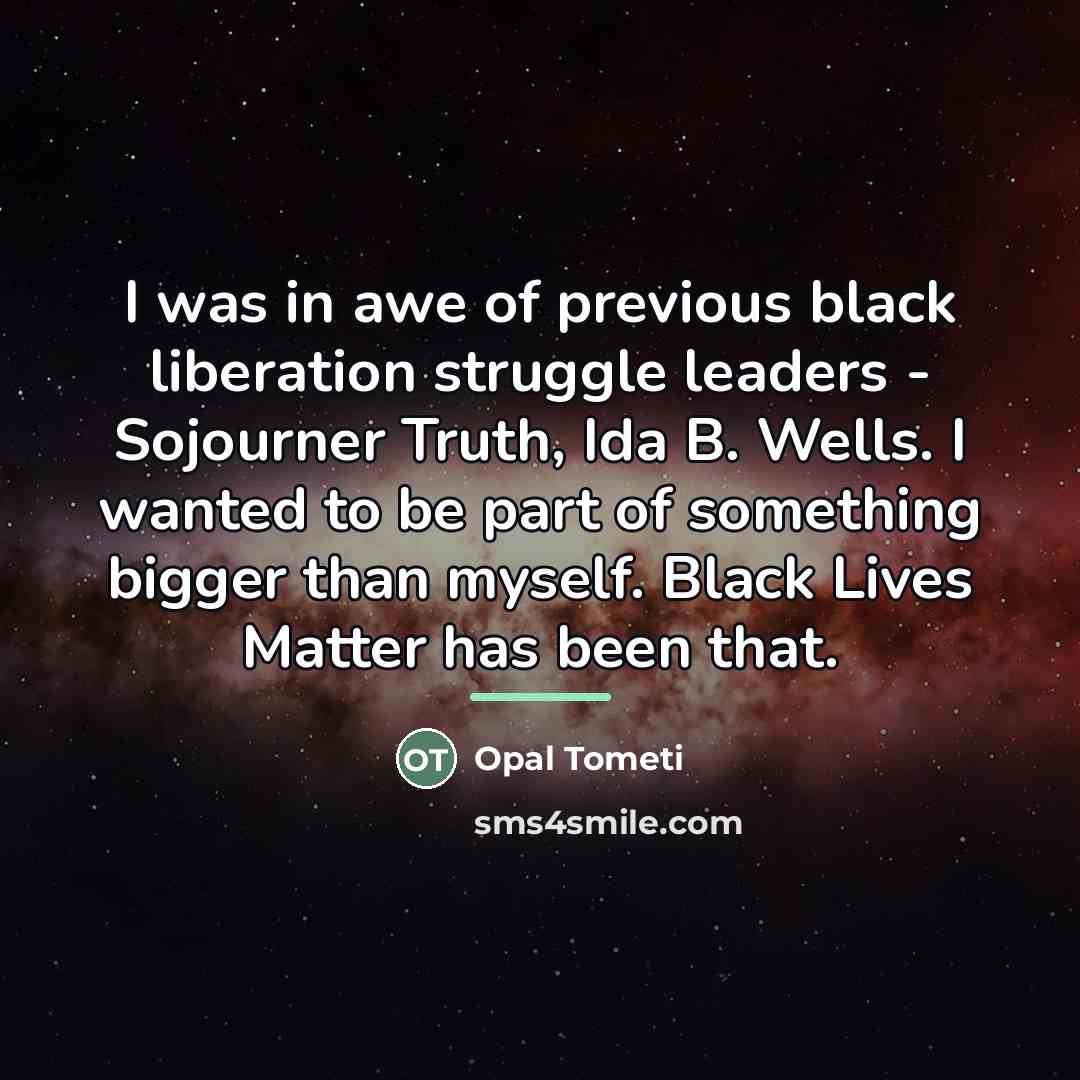 “I was in awe of previous black liberation struggle leaders…” quote by Opal Tometi