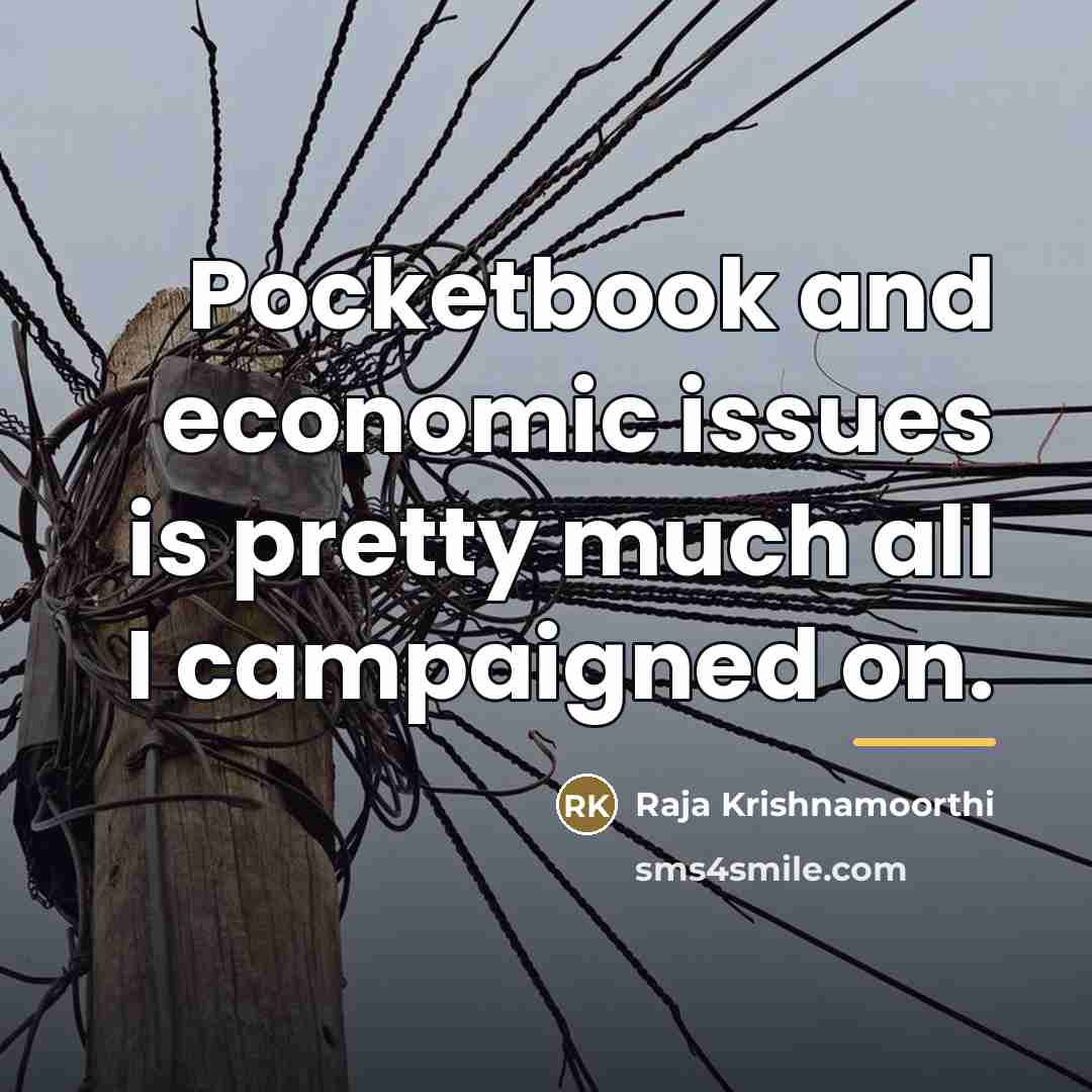 “Pocketbook and economic issues is pretty much all I campaigned…” quote by Raja Krishnamoorthi