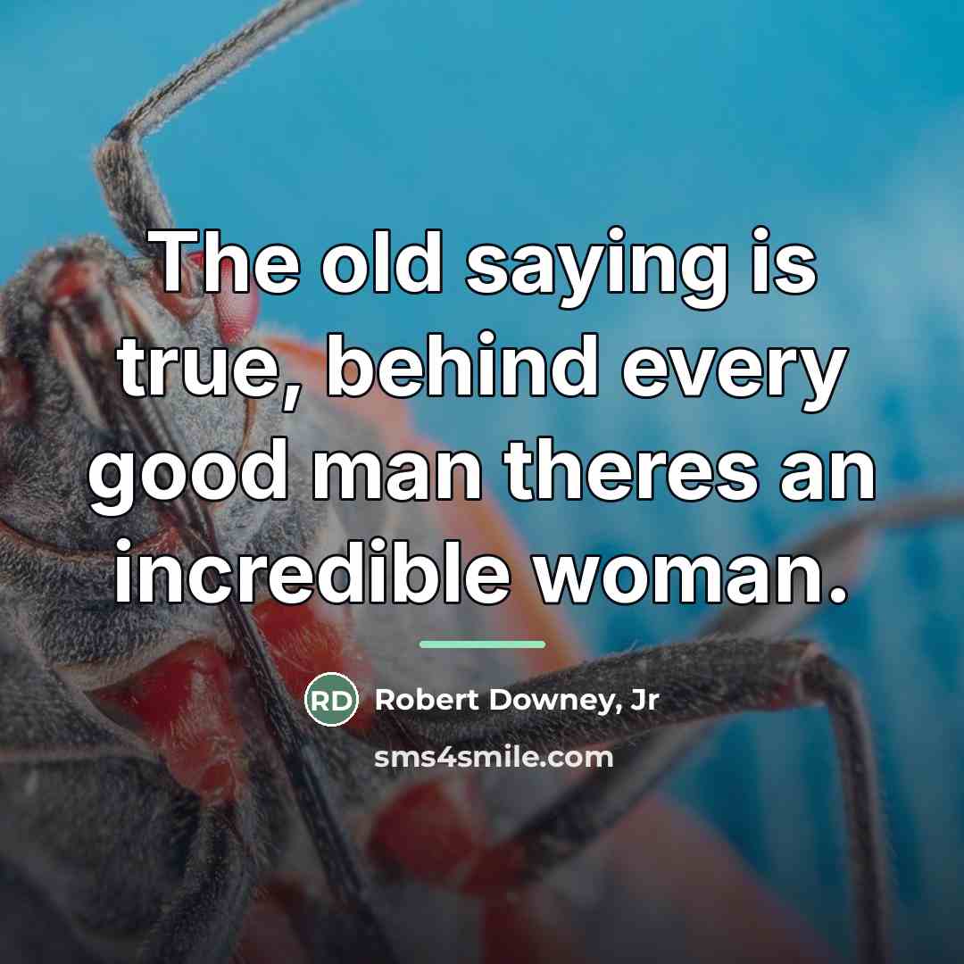 “The old saying is true, behind every good man theres…” quote by Robert Downey, Jr