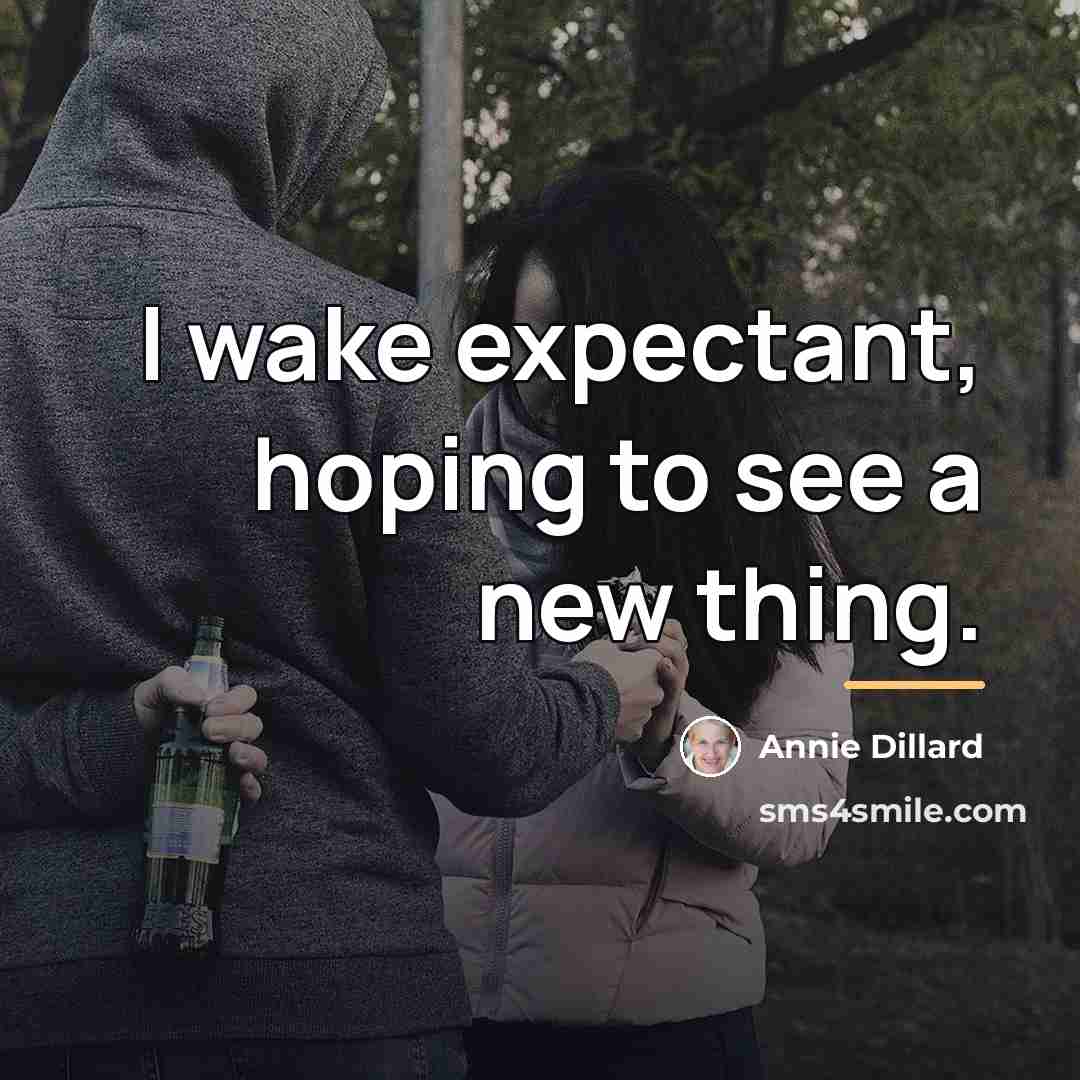 “I wake expectant, hoping to see a new thing.…” quote by Annie Dillard