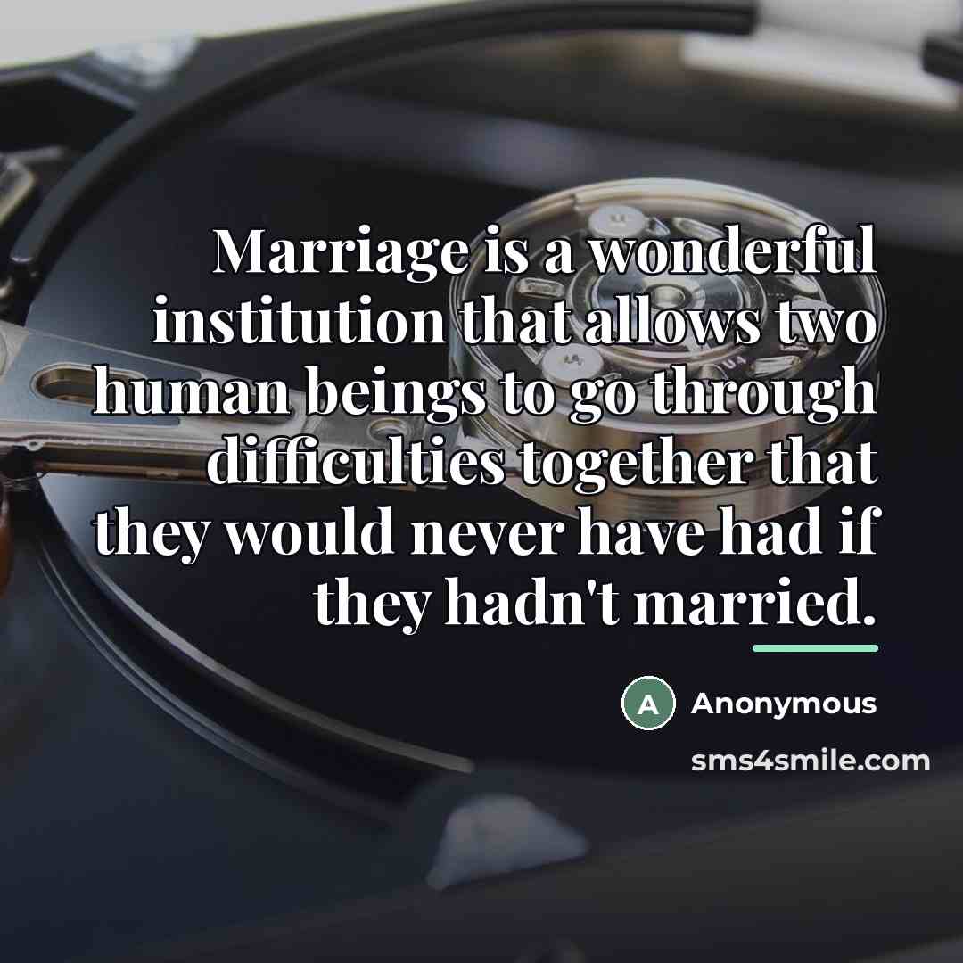 “Marriage is a wonderful institution that allows two human beings…” quote by Anonymous