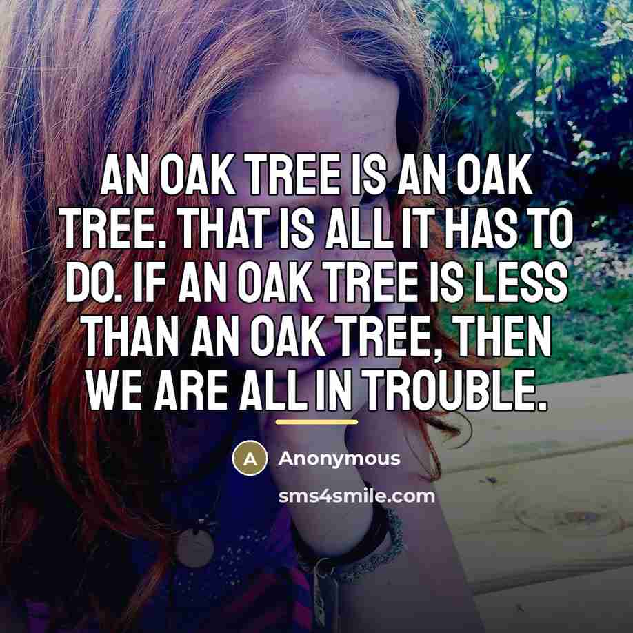 “An oak tree is an oak tree. That is all…” quote by Anonymous