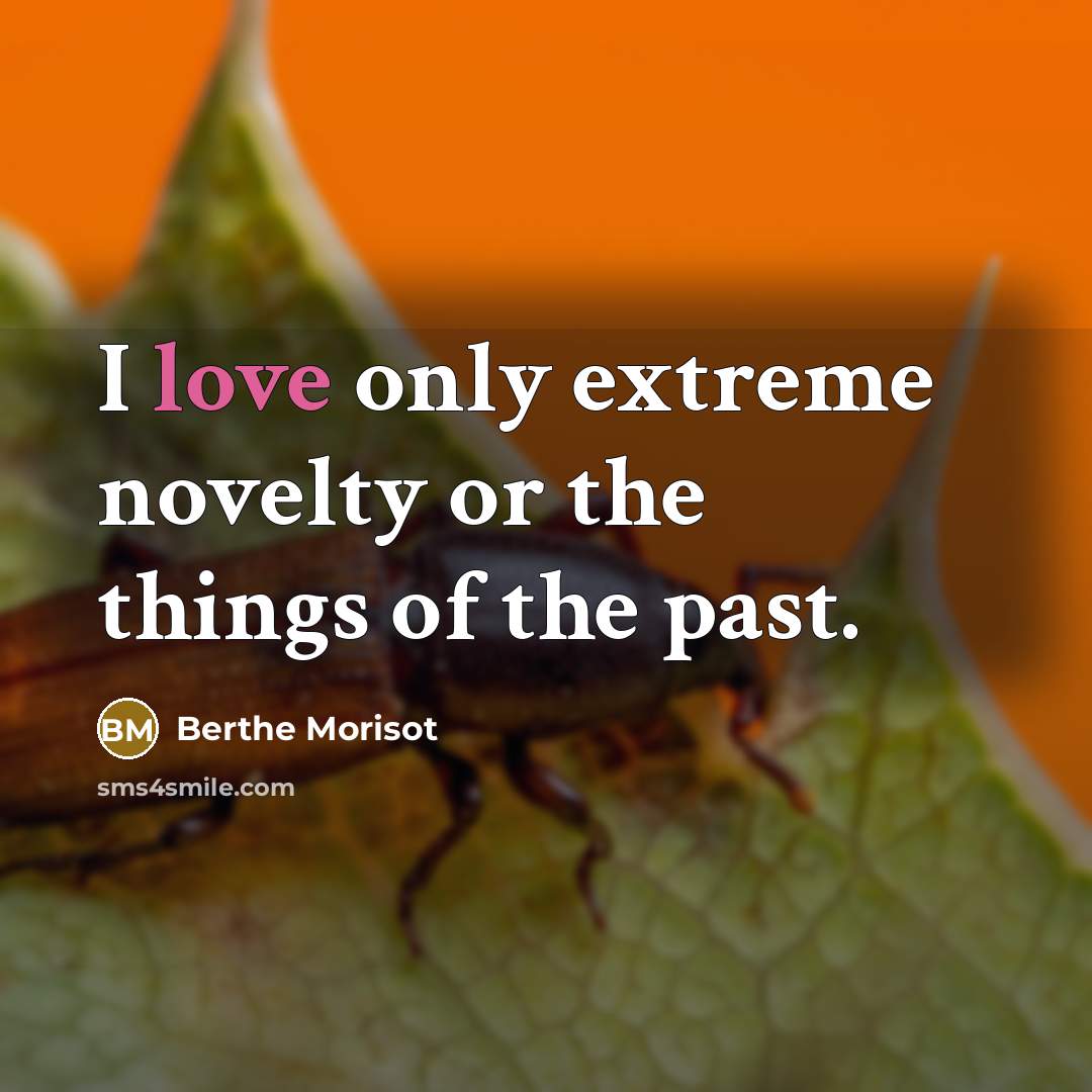 “I love only extreme novelty or the things of the…” quote by Berthe Morisot