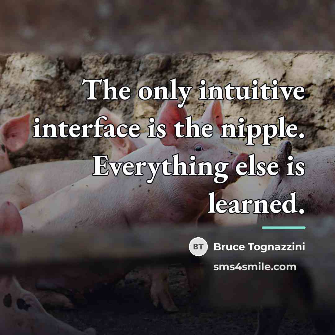 “The only intuitive interface is the nipple. Everything else is…” quote by Bruce Tognazzini
