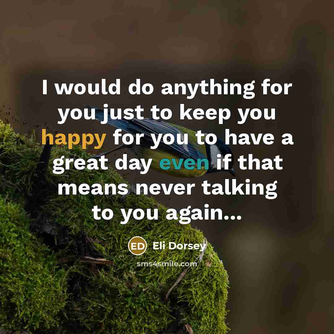 “I would do anything for you just to keep you happy for you to have a great day even if that means never talking to you again...” quote by Eli Dorsey