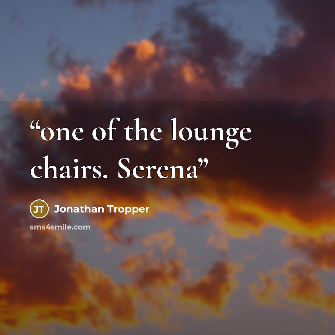 “one of the lounge chairs. Serena” quote by Jonathan Tropper