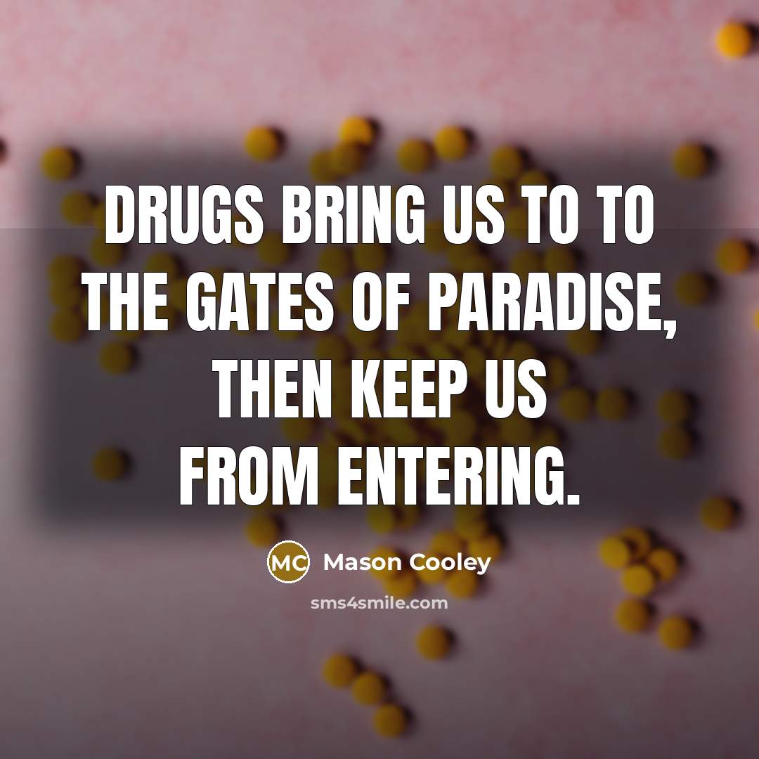 “Drugs bring us to to the gates of paradise, then…” quote by Mason Cooley