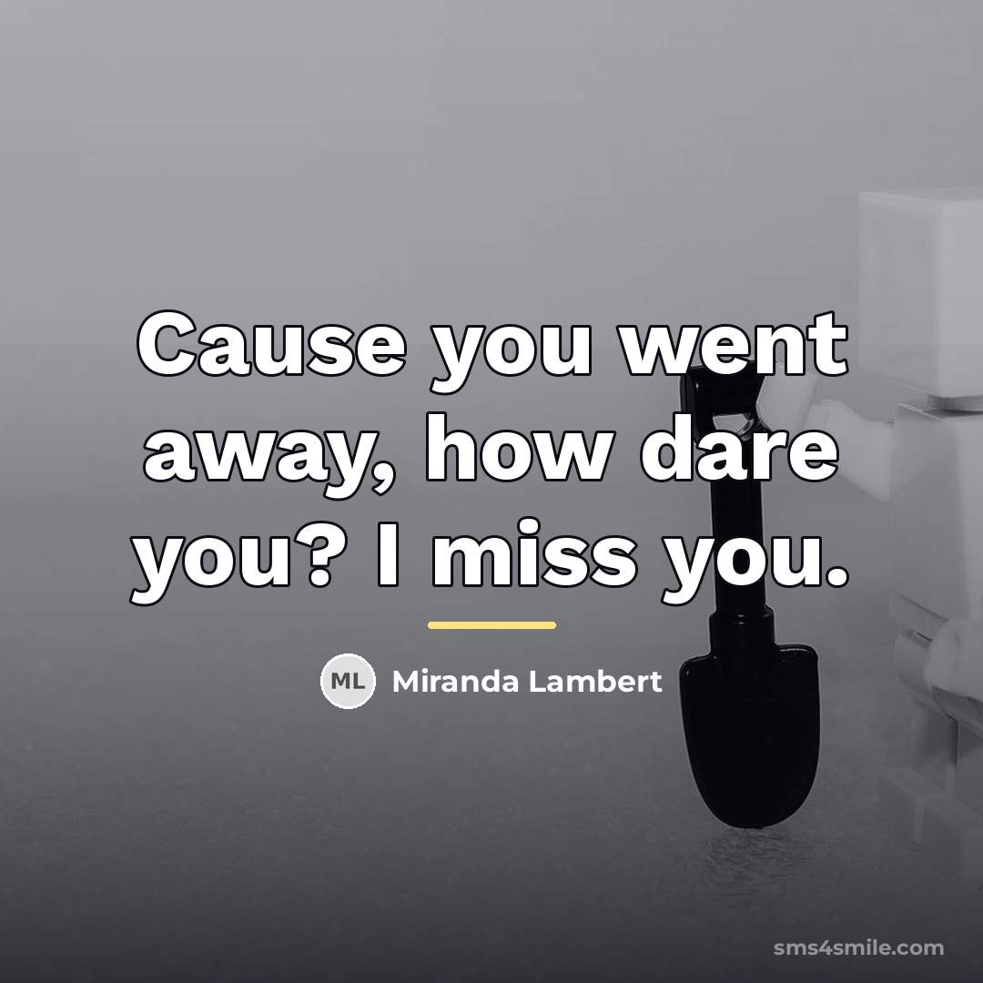 “Cause you went away, how dare you? I miss you.…” quote by Miranda Lambert