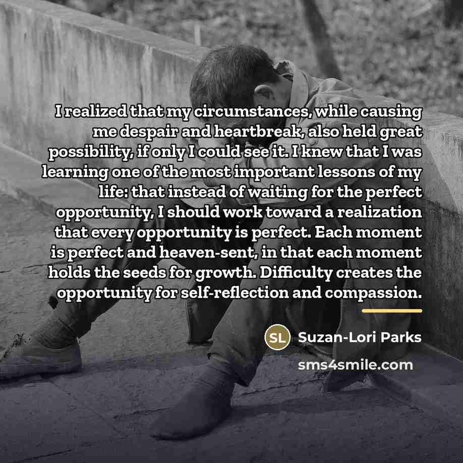 “I realized that my circumstances, while causing me despair and…” quote by Suzan-Lori Parks