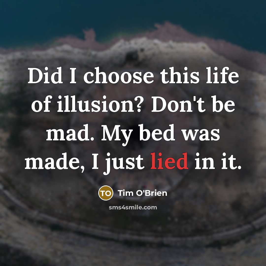 “Did I choose this life of illusion? Don't be mad.…” quote by Tim O'Brien
