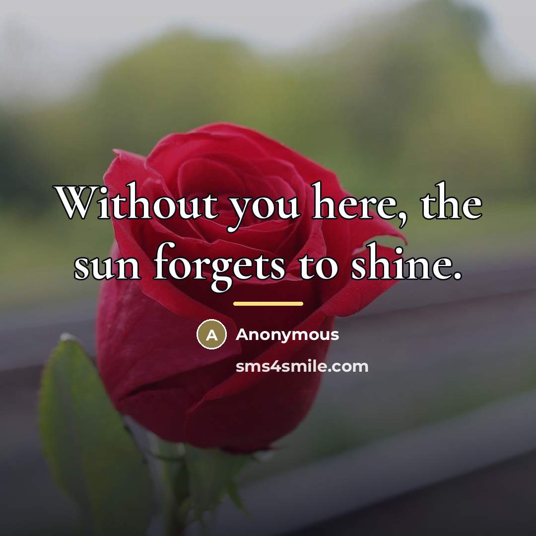 “Without you here, the sun forgets to shine.…” quote by Anonymous