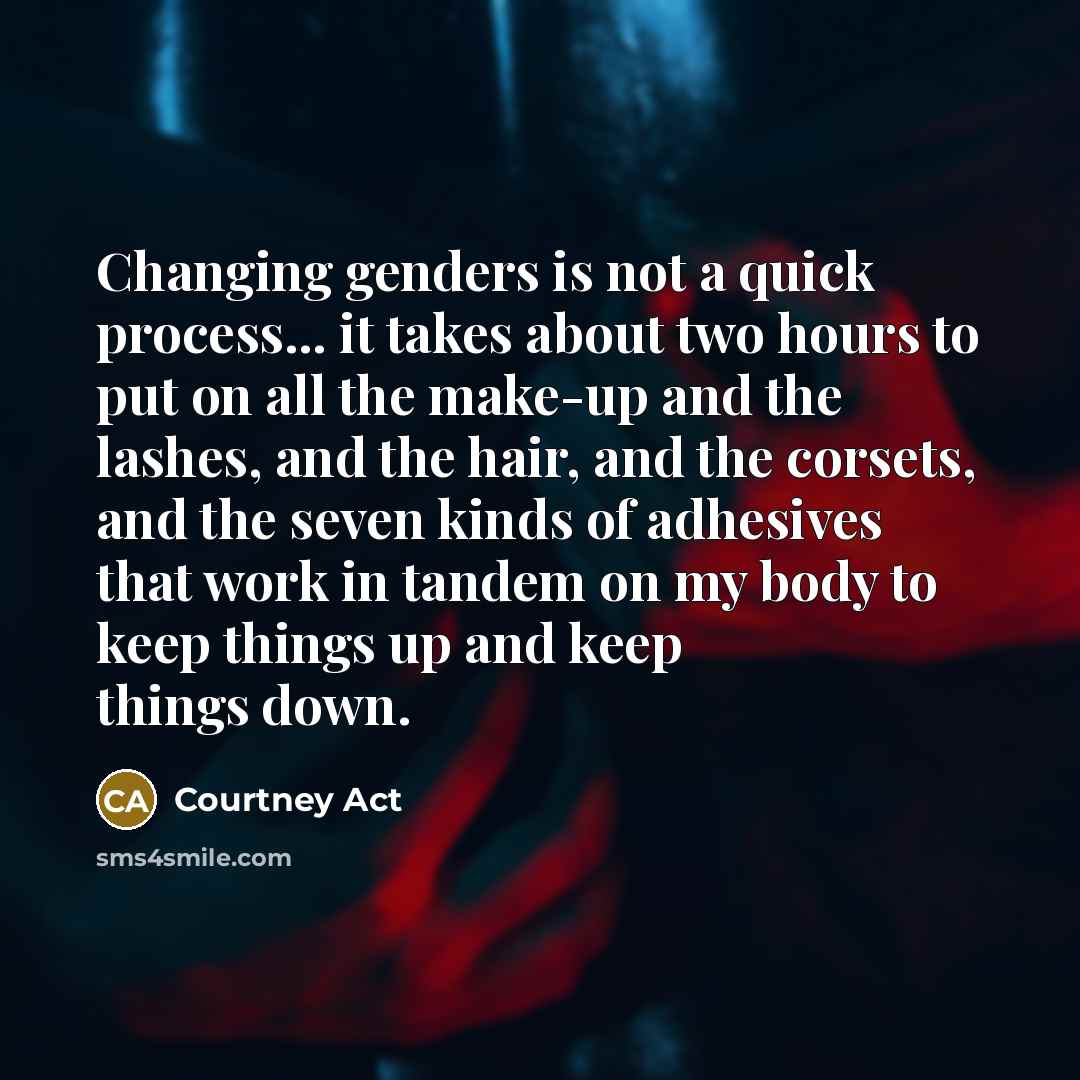 “Changing genders is not a quick process... it takes about…” quote by Courtney Act