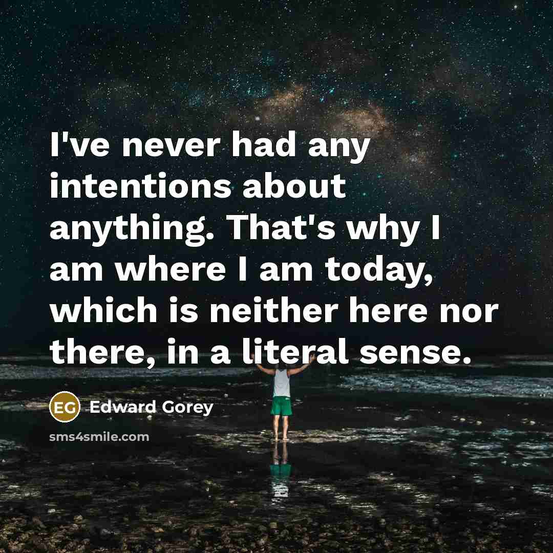 “I've never had any intentions about anything. That's why I…” quote by Edward Gorey