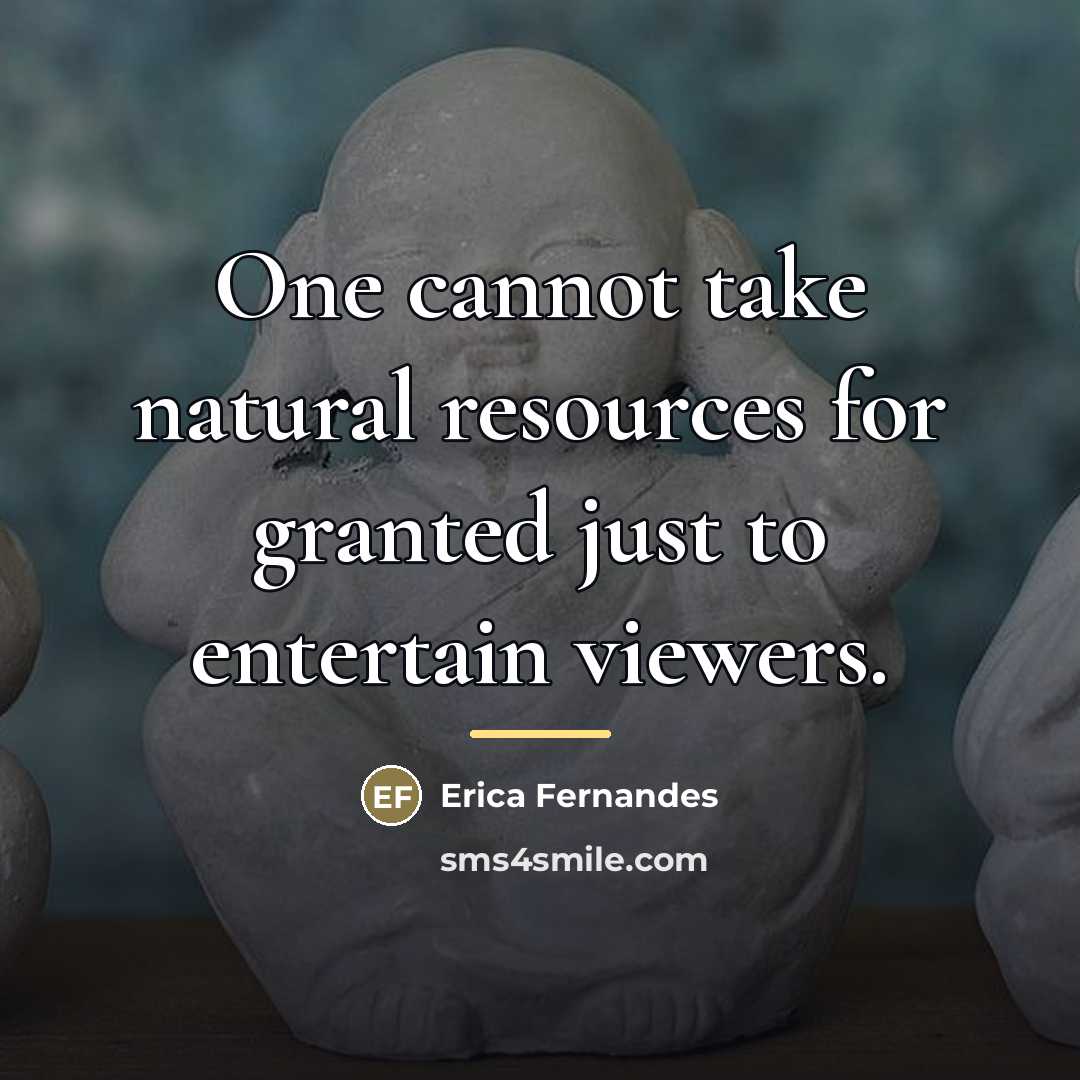 “One cannot take natural resources for granted just to entertain…” quote by Erica Fernandes