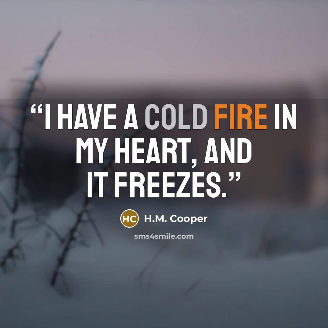“I have a cold fire in my heart, and it freezes.” quote by H.M. Cooper