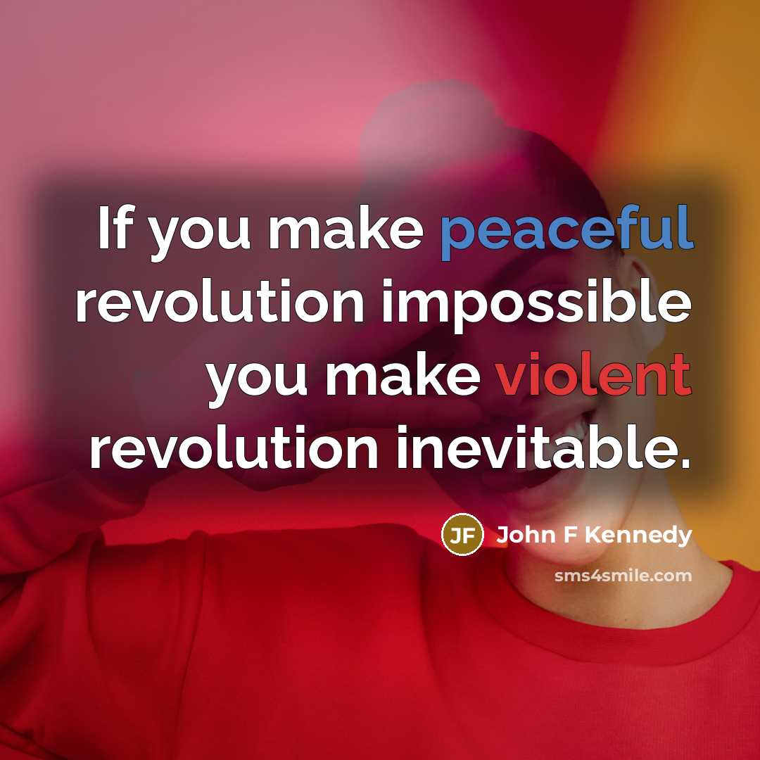 “If you make peaceful revolution impossible you make violent revolution…” quote by John F Kennedy