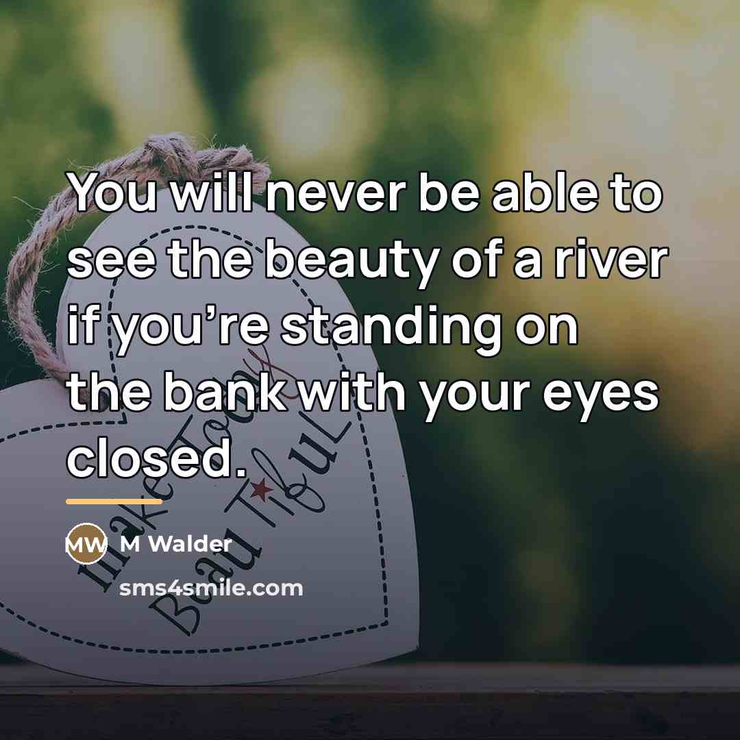 “You will never be able to see the beauty of…” quote by M Walder