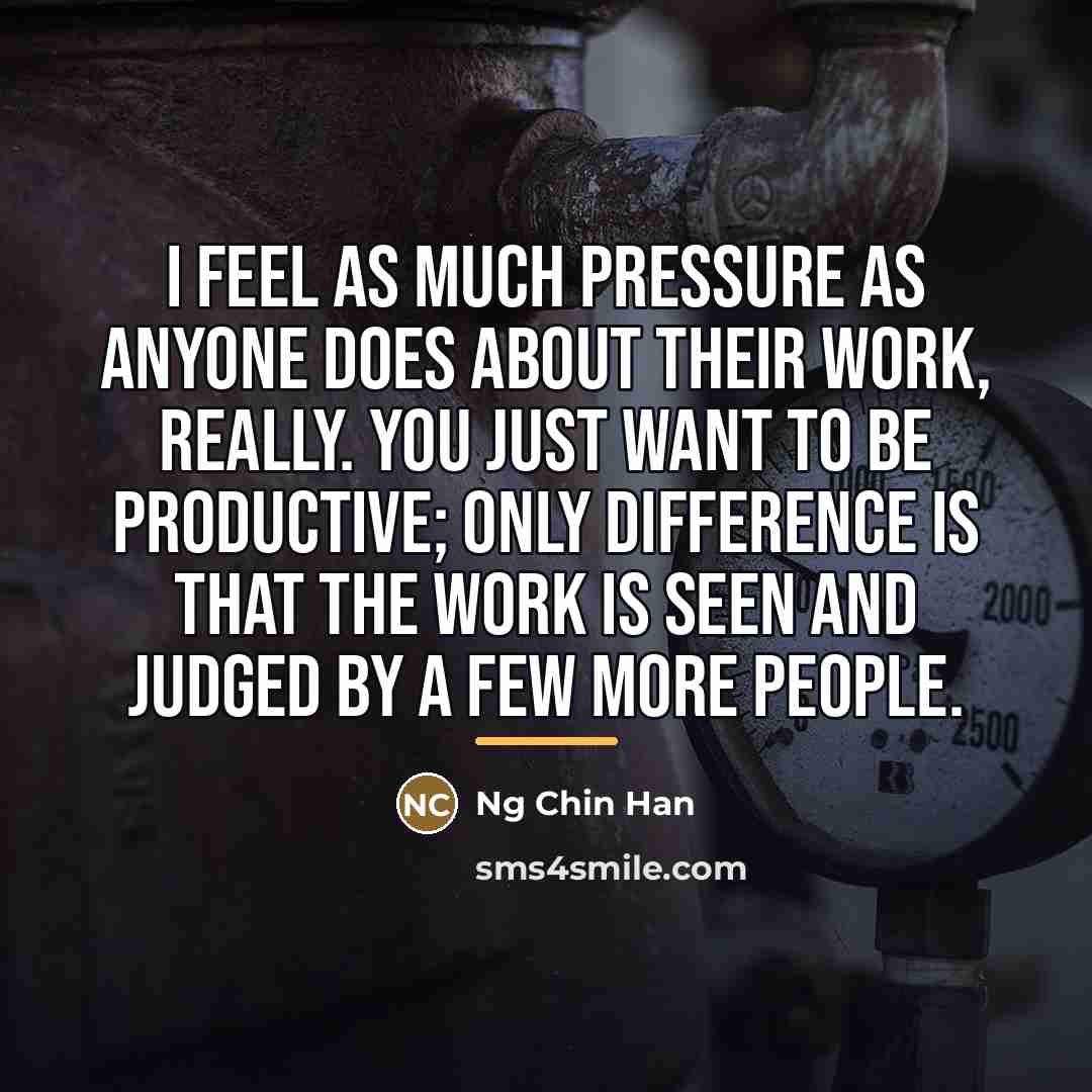“I feel as much pressure as anyone does about their…” quote by Ng Chin Han