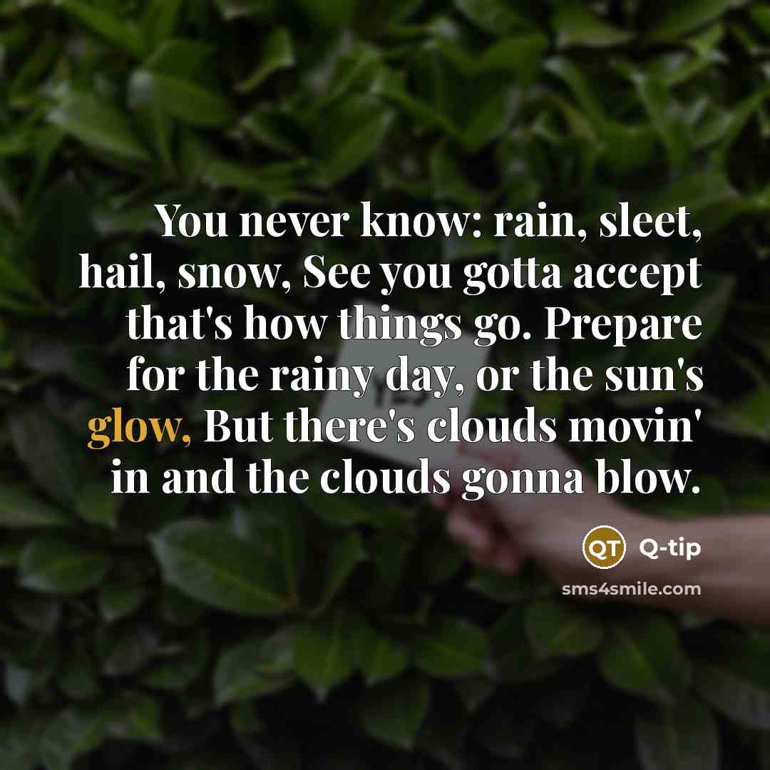 “You never know: rain, sleet, hail, snow, See you gotta…” quote by Q-Tip