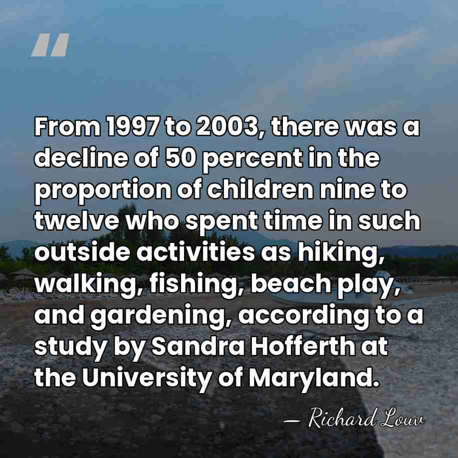 From 1997 to 2003, there was a decline of 50 percent in&hellip; - Richard Louv