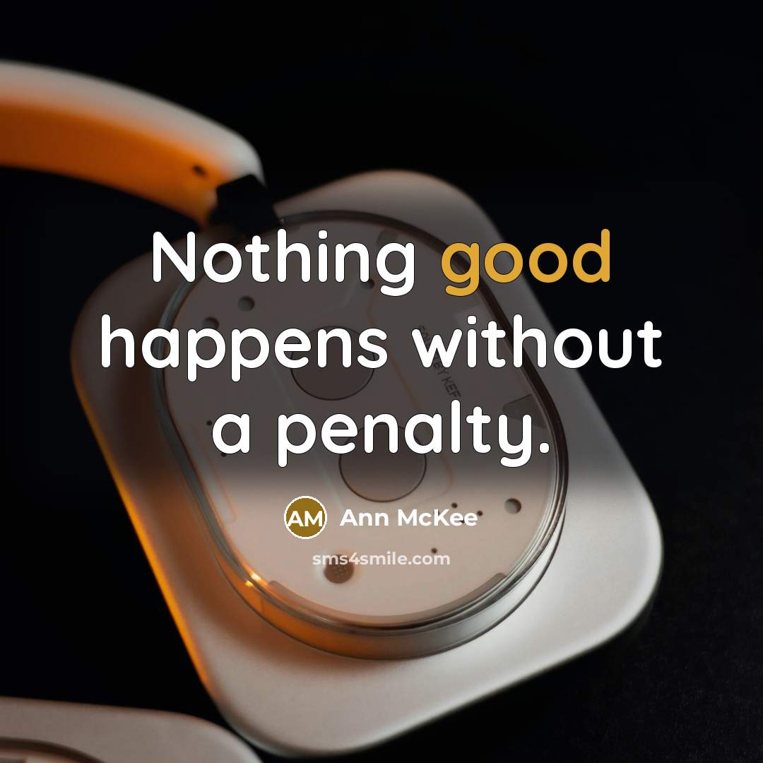 “Nothing good happens without a penalty.…” quote by Ann McKee