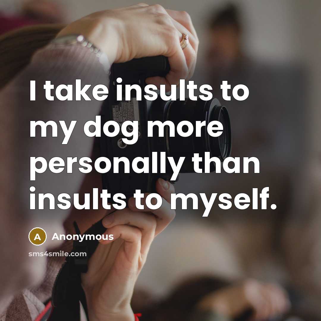 “I take insults to my dog more personally than insults…” quote by Anonymous