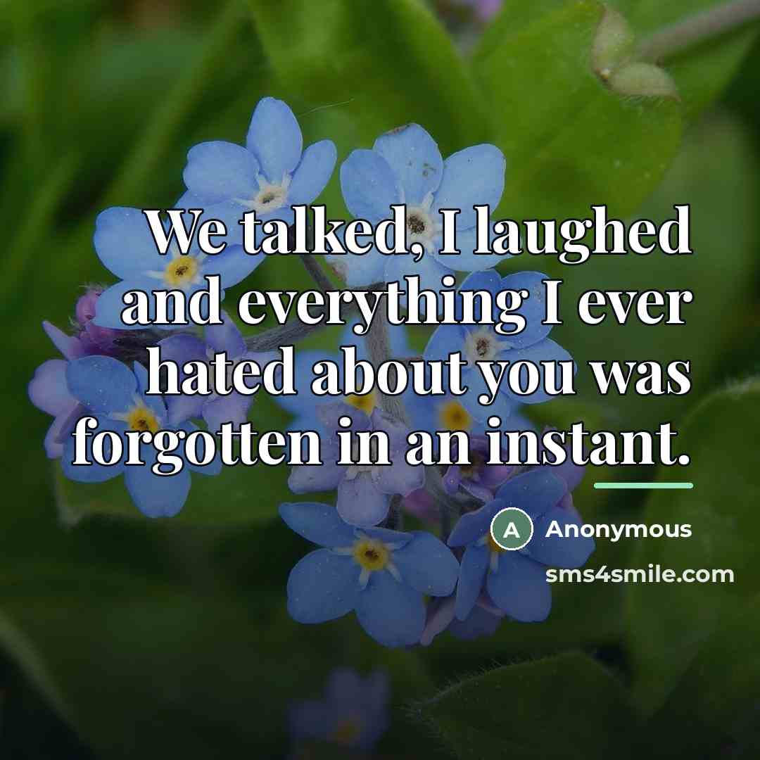 “We talked, I laughed and everything I ever hated about…” quote by Anonymous