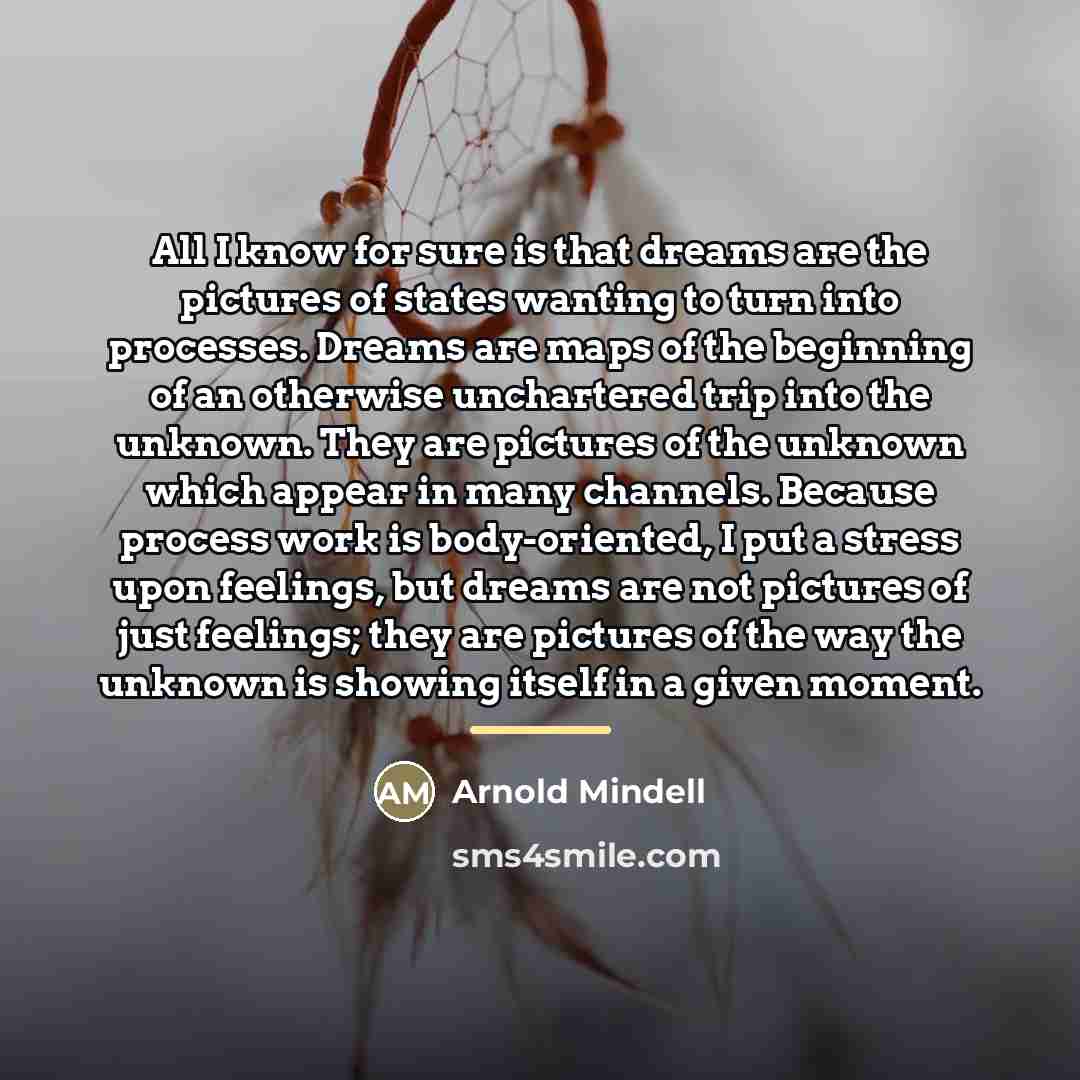 “All I know for sure is that dreams are the…” quote by Arnold Mindell