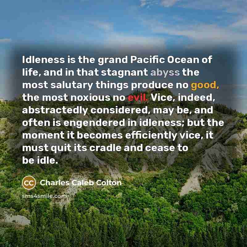 “Idleness is the grand Pacific Ocean of life, and in…” quote by Charles Caleb Colton