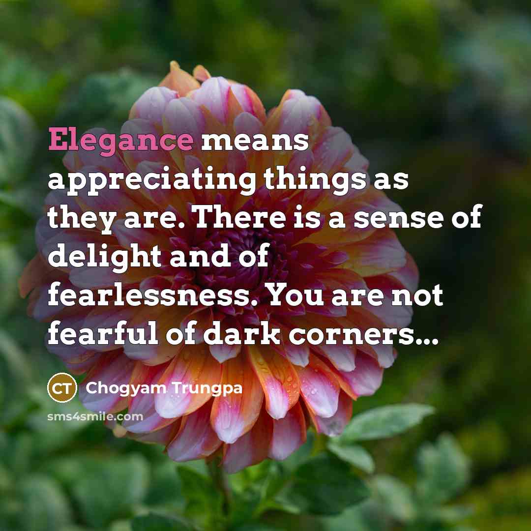 “Elegance means appreciating things as they are. There is a…” quote by Chogyam Trungpa